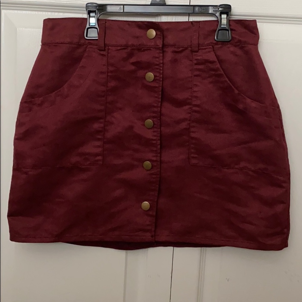 Red Button-Up Skirt